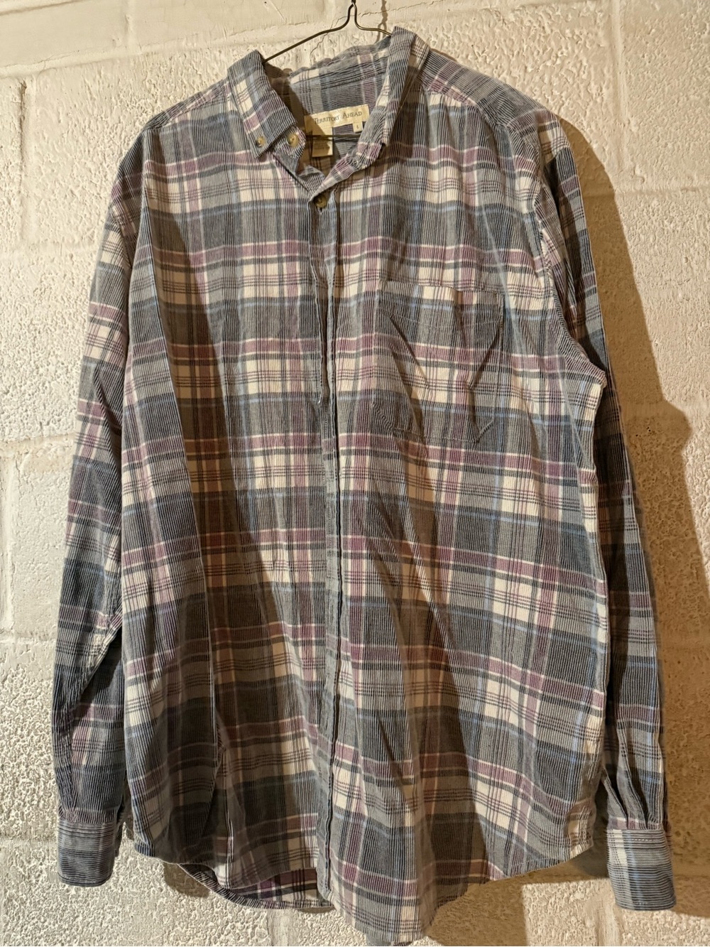 Vintage The Territory Ahead Plaid Corduroy Shirt in gray and Lavender